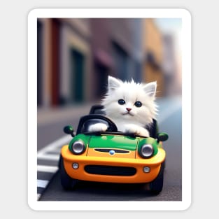 Cat Driving - Modern Digital Art Sticker
